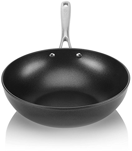 TECHEF - Onyx Collection, 30,5 cm Wok/Bratpfanne mit flachem Boden, antihaftbeschichtet, PFOA-frei, spülmaschinen- und ofenfest, hergestellt in Korea