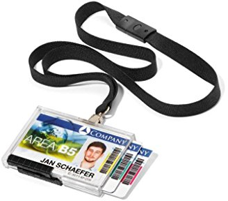 Durable Kartenhalter Pushbox Trio mit Textilband, 10 Stück, transparent, 892501