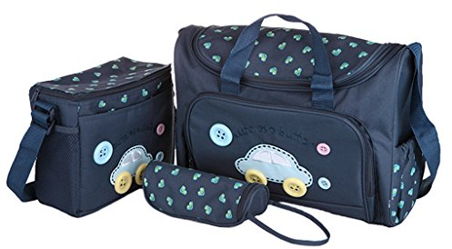 4PcsWickeltasche Pflegetasche Kinderwagen Muttertasche Babytasche Mama Tote Baby-Windel Nappie Wickeltaschen Sets Dunkelblau - Deep Blue