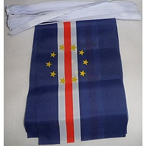 AZ FLAG Ghirlanda 6 Metri 20 Bandiere Capo Verde 21x15cm, Bandiera Capoverdiana 15 x 21 cm - Festone Bandierine