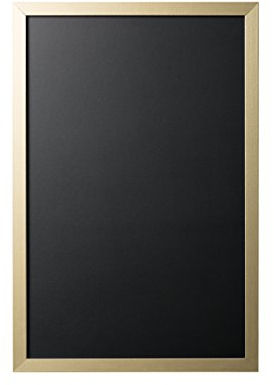 Bi-Office Gold & Silver Tableau Noir Tableau à craie 60 x 40 cm Cadre en MDF Doré