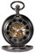 TREEWETO Unisex Taschenuhr mit Kette Analog Handaufzug Antik Skelett Lupe Schwarz
