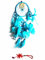 Traumfänger blau Federn 40 cm lang Kreis groß 12 cm Durchmesser Traumfänger zum Aufhängen im Kinderzimmer Kinderbett Dream Catcher + 1 Schlüsselanhänger Hörner