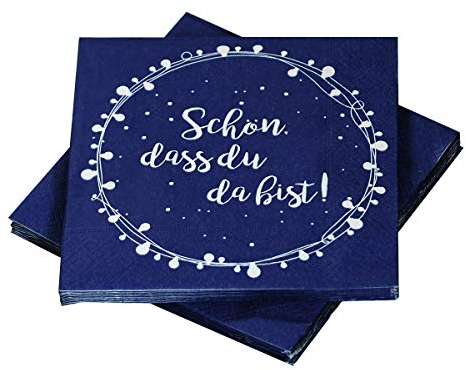 Servietten 'Lichterkette - Schön, dass du da bist!' - blau/weiß (20 Stück)