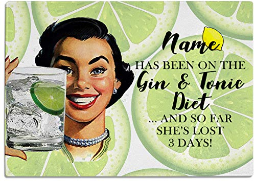Personalised Gin Chopping Board Custom Glass Worktop Saver Cutting Kitchen Surface Protector - 30 x 40cm Birthday Gift (Gin & Tonic)