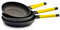 CASTEY - Juego de Sartenes de Vitro-Gas, Modelo SET8-1, Medidas 20, 24 y 28 cm, Color Amarillo, Antiadherente, Sin PFOA, Ligera y Maniobrable, Mango Ergonómico, Apto para Todas las Cocinas