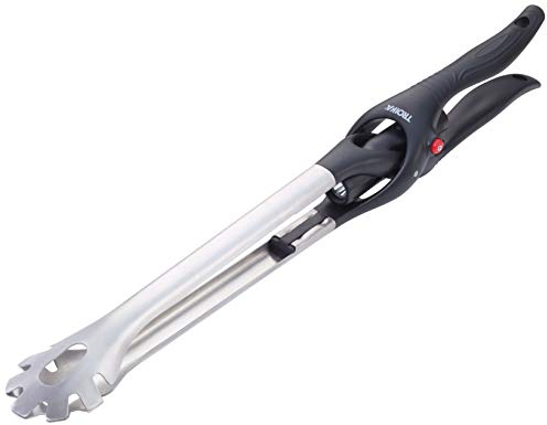 TROIKA Grillzange mit herausnehmbarer Taschenlampe – BBQ + Light – warmweißes LED-Licht, inkl. AA-Batterie – Zange feststellbar, lebensmittelecht (LFGB geprüft) – hitzebeständiger Kunststoffgriff