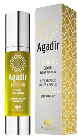 Rueber Agadir Arganöl | Öl für trockenes und geschädigtes Haar und alle Haartypen | Haaröl mit Antioxidationswirkung, blockiert Feuchtigkeit und stellt den Glanz wieder her, Argan-Haaröl, nur für den