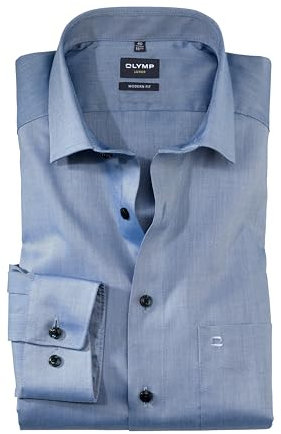 OLYMP Herren Oberhemd Langarm Luxor,Twill,modern fit,Global Kent,Marine 18,39