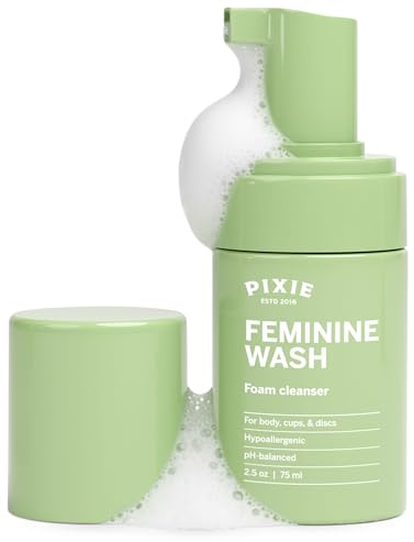 Pixie Feminine Wash – Healthy Foaming Cleaner with Natural Ingredients – More Foam Wash in Bottle Than Any Other Brand – pH Balanced & Plant Based – For Your Menstrual Cups and Discs, 2.5 fluid oz