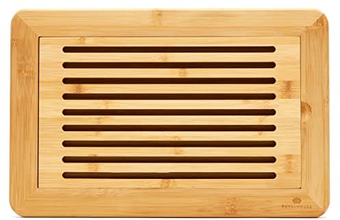 Large Bamboo Bread Cutting Board with Crumb Tray