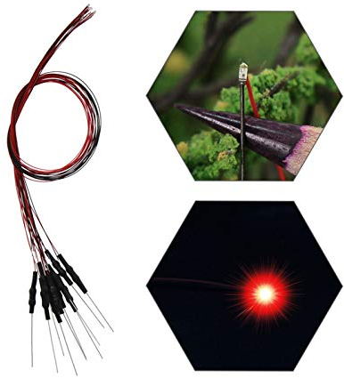 Evemodel 20 Stück SMD LED Bauform 0402 Leuchtdioden Beleuchtung Lampe Mikro Litz mit Kabel 20cm 12V (rot)