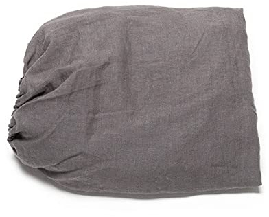 LinenMe Gewaschene Spannbettlaken 90x200cm, 100% Leinen - Bettwäsche Bettlaken mit Gummizug - Spannbetttuch, Fitted Sheet 90x200 - Graphite