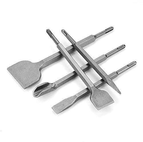 Chisel Set, SDS Plus Chisel Bits Set, for Electric Rotary Hammer with SDS-Plus to Hole on Wall Concrete Stone and Other, 5 Different Hardened Steel SDS Plus Bits