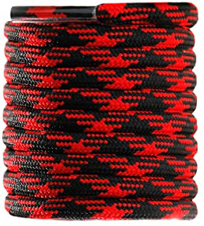 CCSOFTIME Schnürsenkel Rund für Stiefel ø4 mm Dicke Reißfeste Ersatz Schuhbänder für Wanderschuhe Arbetisschuhe Outdoor SportSchuhe,Schwarz/Rot,120cm-2 Paar
