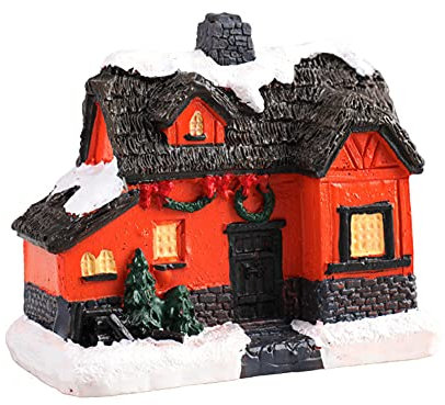 LICHENGTAI Weihnachtsdorf Mit Beleuchtung, Mini Weihnachtsdorf Glühenden Haus Ornament Tischbeleuchtung Haus Harz Handwerk Dekoration für zu Hause Urlaub Weihnachtsfeier Kinder Geschenk Wohnzimmer