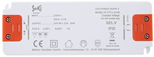 SeKi LED-Netzteil L-30-24 - 24V - 1,25A - 30W; LED Treiber - Transformator - Netzteil - Driver - Trafo, weiss