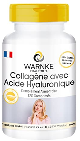 Collagen 750 mg - 120 Tabletten mit Hyaluronsäure + Vitamin C für Haut und Gelenke | Warnke Vitalstoffe - Deutsche Apothekenqualität