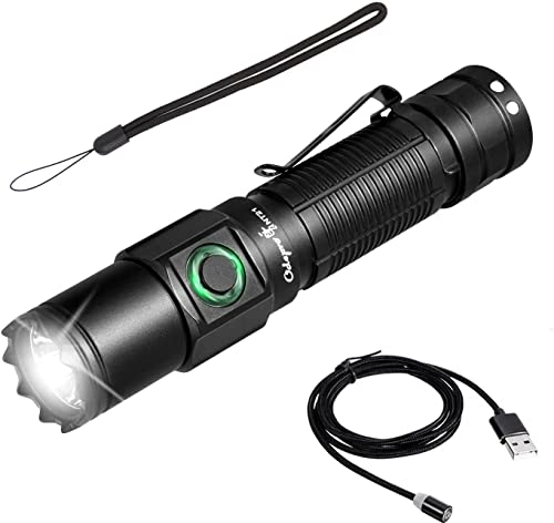 Odepro NT21 LED Taschenlampe 1200 Lumen Power Display, IP67 Wasserdicht Taschenlampe Led mit 5 Lichtmodi,300 Meter Long Range EDC Handlampe im Taschenformat mit Clip für Camping Wandern Notfall