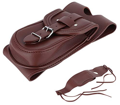 Fuel Tank Panel Bag, Motorcycle PU Leather Gas Fuel Tank Cover, Panel Pad Bib with Pouch Motorbike Accessory(Brown 01)
