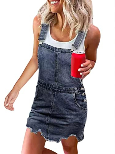 Onsoyours Abito Gonna Donna in Denim Salopette Gonna Donna Elegante Jeans Overall Tuta Taglie Forti con Bretelle e Tasche