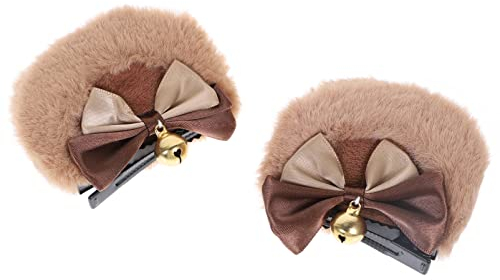 Lurrose Bärenohren Haarspangen 1 Paar Plüsch Tierohren mit Glocke Haarnadel Cosplay Ohren Haarspangen Niedlicher Haarschmuck für Cosplay Partybedarf