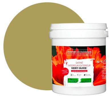 BOX DECO COULEURS Peinture naturelle écologique intérieur extérieur aspect satin Natura - 1L, Vert Olive