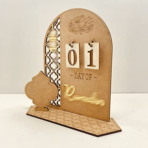 Ramadan-Kalender, Countdown-Ramadan-Kalender aus Holz, Eid-Mubarak-Ornament für muslimische Ramadan-Party-Dekoration