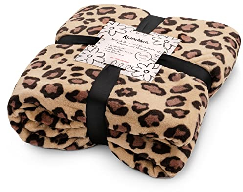 BALOU LIVING Kuscheldecke Flauschig 150x200 cm - Fleecedecke XL Oeko-TEX Zertifiziert - Decke Sofa Sofadecke Tagesdecke Wohndecke, Leopardenmuster