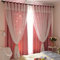 Freyamy 2er-Set Gardinen Mädchen Rosa Glänzend Sterne Spitze Vorhänge mit Ösen Halbtransparent,Kinderzimmer Vorhang für Schlafzimmer Wohnzimmer Verdunkelungsvorhang 160 x 132 cm (HxB)