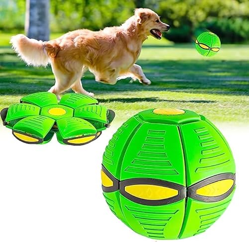 KONGNY 2023 Flying Saucer Ball for Dogs Pet Toy UFO Doggo Ball Dog Frisbee Scooby Doo Dog Ball Large Small Dog Balls Toy(Green)
