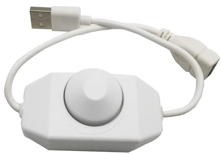 Vrabocry Variateur USB LED DC 5 V - Luminosité réglable - Prise contrôleur pour bandes lumineuses 5050 3528 2835 5 V (blanc)