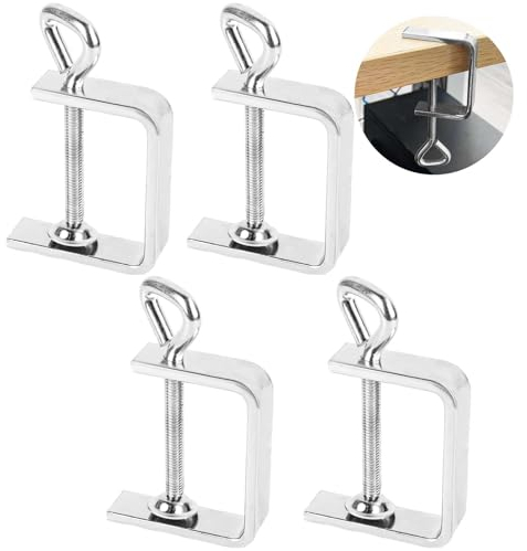 RUNEAY C Klemme 4 Stück, Tischklemme C Zwinge Schraubklemme, Trägerklemme für Zwingen Verstellbaren Schraubzwingen Klein C-Klemme Edelstahl Tischklammern Universal Schraubzwingen