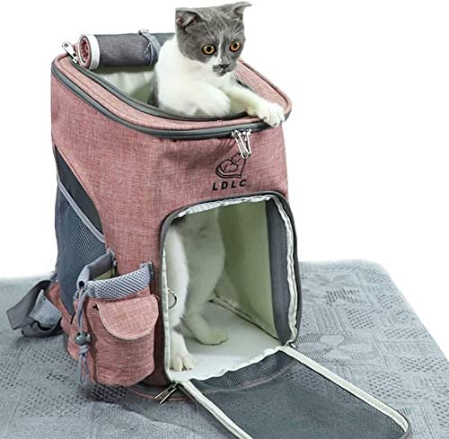 Lnlscle Atmungsaktive Rucksäcke für Haustiere mit multifunktionaler Tasche (Kann kleine Gegenstände tragen, zusammenklappbarer Reise-Rucksack für Haustiere, tragbar für Haustiere, Wandern,