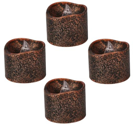 OSALADI 4 Stück LED Teelichter Kerzen Braune Kerzen Flackerndes Kerzenlicht Geführte Teelichter Glitzerndes Kerzenlicht Geführtes Teelicht kerzenlichter elektrisch