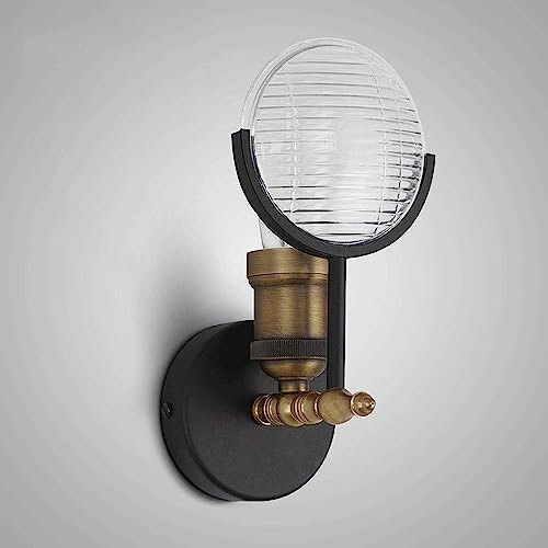 SANBDDLYY Appliques en Verre Transparent Applique Murale Moderne du Milieu du Siècle Modélisation de Phare de Voiture Applique Murale Vintage en Or Noir Appliques Industrielles Décoratives de Ferme fo