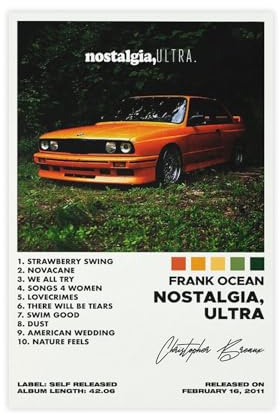 Yeepi Poster Frank Ocean, Nostalgie, Ultra-Albumcover, Leinwand, Poster, Schlafzimmer und Zuhause, Büro, Dekoration, Geschenk, ungerahmt 30,5 x 45,7 cm