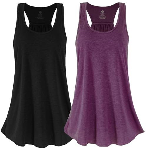 SepiMeli Tanktop mit Racerback, Flowy Triblend Regular und Übergrößen für Damen, 2er-Pack, Schwarz/Dahlie, 3X-Groß