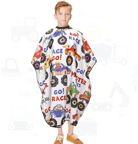 KSJEHW Friseurumhang für Kinder Haarschneideumhang mit Verstellbaren Schnappverschluss, Friseur Zubehör Cartoon Frisörumhang Haarschneidezubehör Barber Cape für Mädchen Junge（Bär