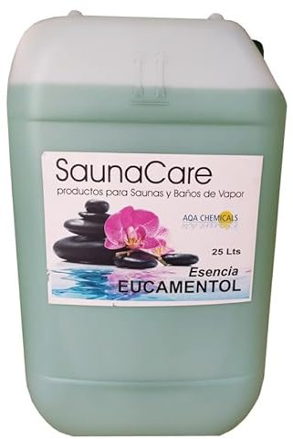 Esencia para Saunas y baños de Vapor. Aroma Eucamentol (eucalipto y mentol). Botella 25 Lt.