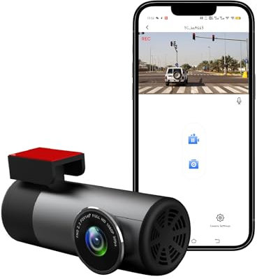 Mini Dash Cam Full HD 1080P Front Dash Camera Wireless Car DVR with Tracking Dashcam for cars with WiFi GPS,G-Sensor, Loop Recording