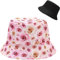 Malaxlx Damen Pink Rose Muster Fischerhut Bucket Hat Anglerhut Sonnenhut Reversibel Fischerhüte Sommerhut Faltbarer Strandhut Draussenhut