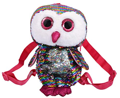 LIFKOME Sequin Owl Backpack Für Junge Mädchen Leichter Schulrucksack Mit Verstellbaren Trägern Für Schule Ausflüge Und Alltag Glänzendes Design Geräumig Und Strapazierfähig
