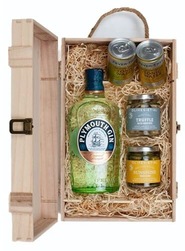 Generic Plymouth Gin & Luxury Nibbles Wooden Gift Box Set