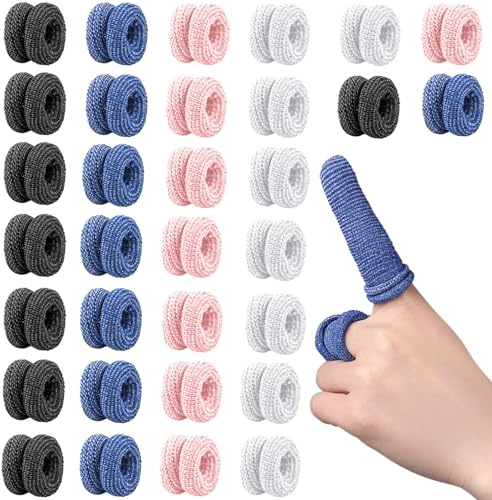 EUDUQ fingerförband, 32 stycken fingerbandage, fingerskydd förband, mycket ventilerande fingerbob, stretchig fingerplåster, fingertoppsförband för fingerskydd vid skador (färgglad)
