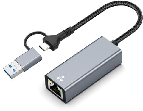 USB C to Ethernet Adapter, USB 3.0 to Ethernet, 1000 Mbps LAN Adapter, Gigabit Network Adapter for Windows, MAC OS, Linux Steam Deck, Switch Tablet, Laptop XPS, TV Box (A+C 1000Mbps)