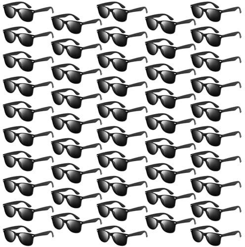 NEBURORA 48 schwarze Sonnenbrillen im Retro-Stil, Party-Sonnenbrillen für Erwachsene, Herren, Damen, Sommer, Strand, Party-Zubehör