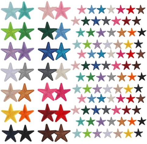 cobee 84 Stück Stern-Bügelaufnäher, 28 Farben 5 Stern gestickt Patches nähen auf Patches, Appliques Verzierungen für DIY Handwerk Kleidung Jacken Kleid Hut Jeans