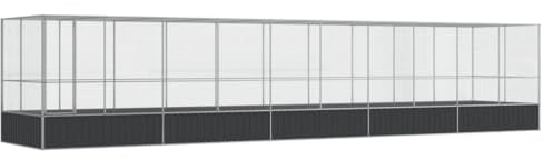 vidaXL Voliere mit Erweiterung, Vogelvoliere mit Stahlgittern Flügeltür, Haustierkäfig für Vögel Kleintier, Vogelkäfig Vogelhaus, Silbern Stahl