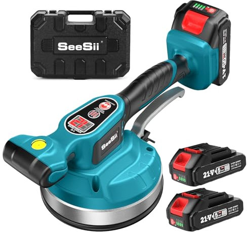 SEESII Tile Vibration Tool 160mm: Vibration Leveling Machine 10-Hours Long Lasting, Tile Vibrator 12 Speeds for Laying Floor Wall Larger Tiles 15×15cm-120×120cm (KP-160B) - Compatible with Makita 18V